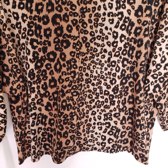 Uncommon Job Women Leopard Print 3/4 Sleeve Button V Neck Crop Blouse Size M - Picture 16 of 16